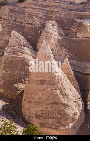 Tent-shaped hoodoos viewed from the Slot Canyon Trail at Kasha-Katuwe Tent Rocks National Monument in New Mexico, USA Stock Photo