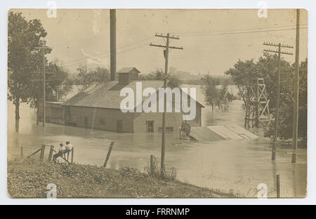 [Buildings Damaged by Trinity River Flood Waters] Stock Photo