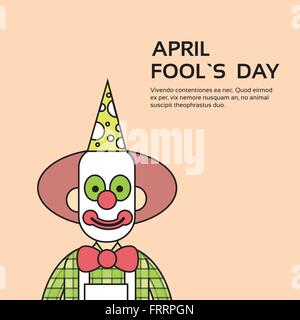 Clown Face First April Day, Fool Holiday Concept With Copy Space Stock Vector