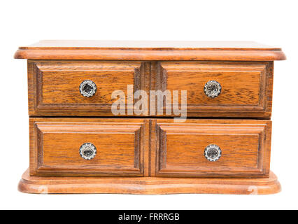 Antique wooden chest of drawers isolated on white background Stock Photo