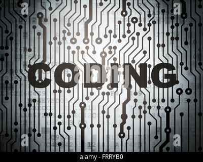 Software concept: circuit board with Coding Stock Photo