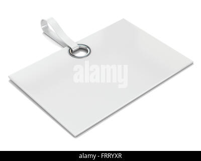 White plastic label. 3D render illustration isolated on white background Stock Photo