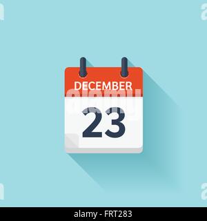 December  23. Vector flat daily calendar icon. Date and time, day, month. Holiday. Stock Vector