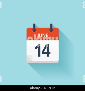 June 14 . Vector flat daily calendar icon. Date and time, day, month. Holiday. Stock Vector