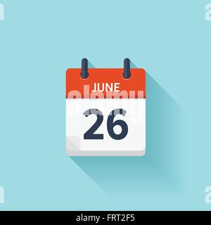 June  26. Vector flat daily calendar icon. Date and time, day, month. Holiday. Stock Vector