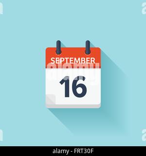 September  16. Vector flat daily calendar icon. Date and time, day, month. Holiday. Stock Vector