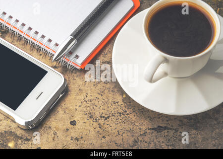 Coffee break set  top view Stock Photo