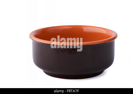 empty terracotta bowl isolated on white background Stock Photo