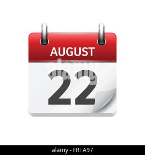 August 22. Vector flat daily calendar icon. Date and time, day, month 2018.  Holiday. Season Stock Vector Image & Art - Alamy