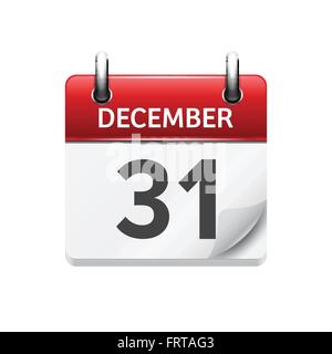 December 31 Vector flat daily calendar icon Date and time day Stock