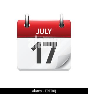 July  17. Vector flat daily calendar icon. Date and time, day, month. Holiday. Stock Vector