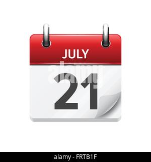 July  21. Vector flat daily calendar icon. Date and time, day, month. Holiday. Stock Vector