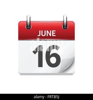 June  16. Vector flat daily calendar icon. Date and time, day, month. Holiday. Stock Vector