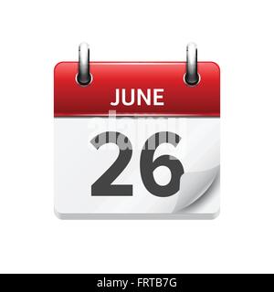 June  26. Vector flat daily calendar icon. Date and time, day, month. Holiday. Stock Vector