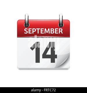 September  14. Vector flat daily calendar icon. Date and time, day, month. Holiday. Stock Vector