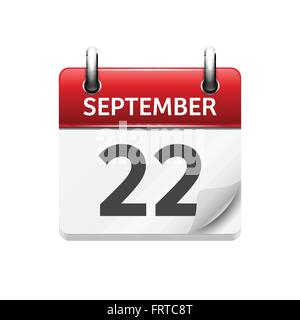 September 22 . Vector flat daily calendar icon. Date and time, day, month. Holiday. Stock Vector