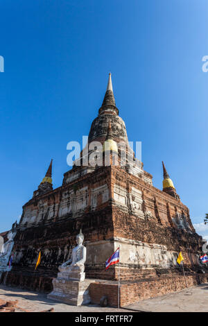 Ancient Pagoda in Wat Yai Chai Mongkol at Ayutthaya, Thailand, World Heritage Site Stock Photo