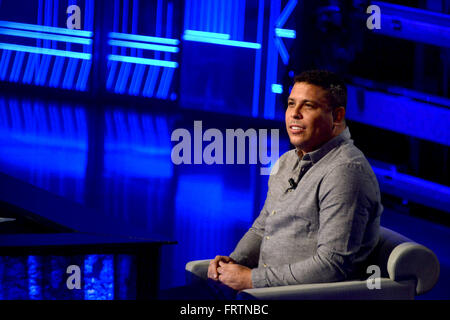 Former Brazil and Real Madrid striker Ronaldo appears as a guest on Italian talk show 'Che tempo che fa'  Featuring: Ronaldo, Ronaldo Luís Nazário de Lima Where: Milan, Italy When: 20 Feb 2016 Credit: IPA/WENN.com  **Only available for publication in UK, Stock Photo