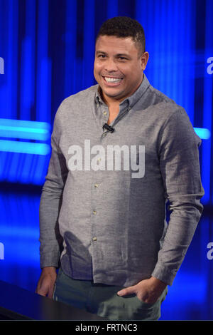 Former Brazil and Real Madrid striker Ronaldo appears as a guest on Italian talk show 'Che tempo che fa'  Featuring: Ronaldo, Ronaldo Luís Nazário de Lima Where: Milan, Italy When: 20 Feb 2016 Credit: IPA/WENN.com  **Only available for publication in UK, Stock Photo