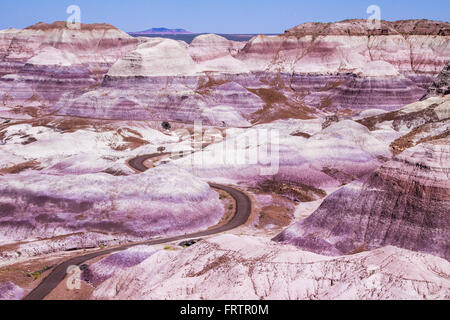 Blue Mesa area of the Painted Desert in the Petrified Forest National Park in Arizona. Stock Photo