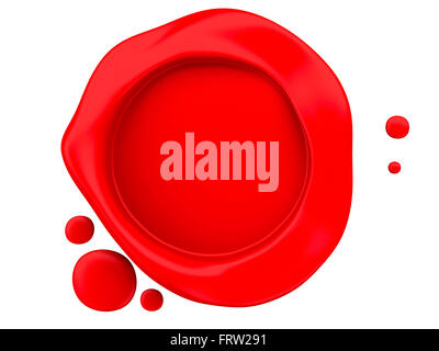 3D Illustration. Red wax seal. Isolated white background. Stock Photo