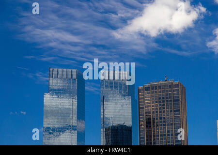 Isolated skyscrapers near Central Park in Manhattan, New York City, USA Stock Photo