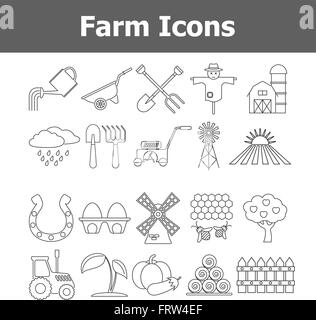 Outline vector farm icons. Stock Vector