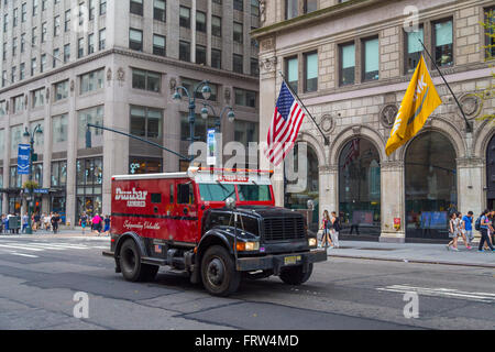 Armored truck vector in New York City. Stock Photo