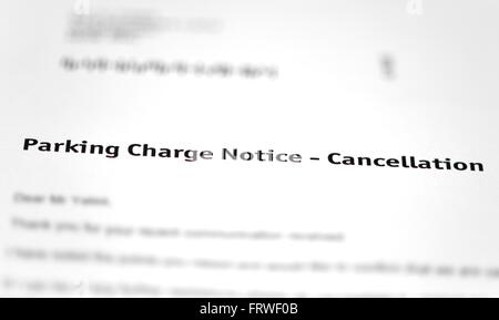 A parking charge notice cancellation letter Stock Photo