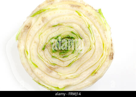 Chinese cabbage. Slicing vegetables edgewise and the germination of the crop. On white background. Stock Photo