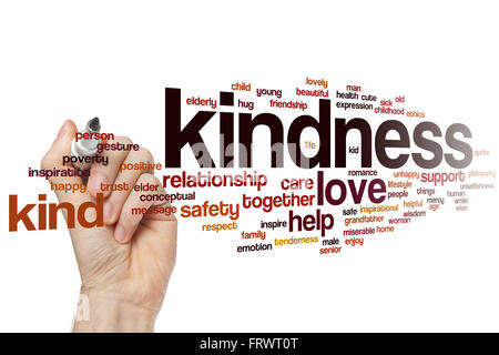 Kindness word cloud concept with love help related tags Stock Photo