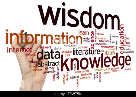 Data information knowledge wisdom word cloud concept with abstract ...