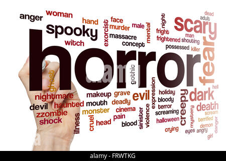 Horror word cloud concept with fear scary related tags Stock Photo