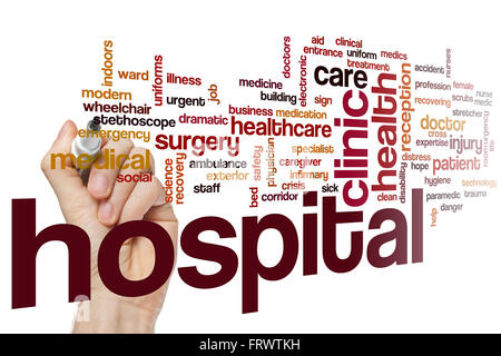 Hospital word cloud concept Stock Photo