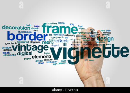 Vignette word cloud concept with abstract background Stock Photo - Alamy