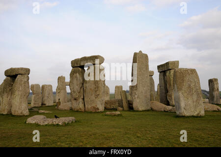 The standing stones at Stonehenge, an Iconic UNESCO World Heritage site in the English County of Wiltshire no far from Salisbury. Stock Photo