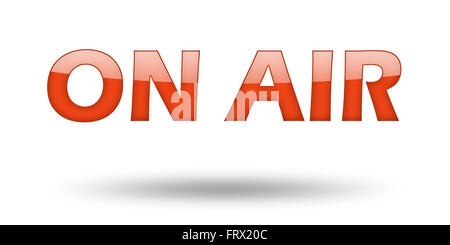 Text ON AIR with red letters and shadow. Stock Photo