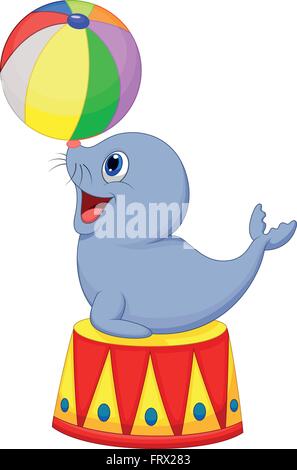 Illustration of Circus seal playing a ball Stock Vector Image & Art - Alamy