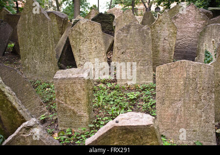 Tombstones at Old Jewish Cemetery 'Beth Chaim” (House of Life), Prague Czech Republic, EU Stock Photo