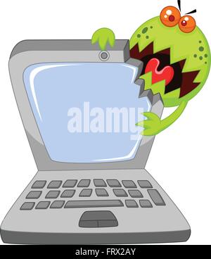 virus on laptop Stock Vector