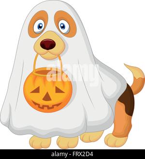 Dog dressed up as a spooky ghost Stock Vector