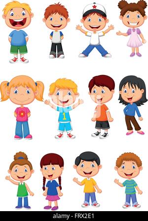 Cute children cartoon collection Stock Vector