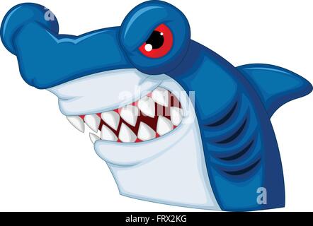 hammerhead shark cartoon character Stock Vector