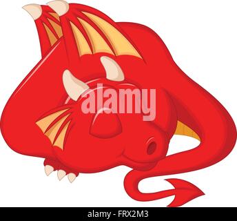 Cute red dragon cartoon sleeping Stock Vector