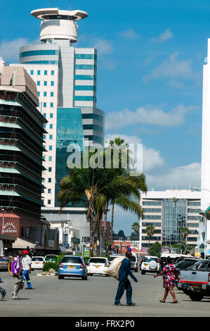 Jason Moyo Avenue looking east with Joina City building, CBD, Harare, Zimbabwe Stock Photo