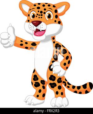 Cute leopard cartoon giving thumb up Stock Vector