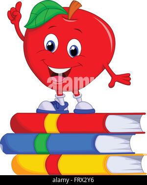 Cute apple cartoon pointing its finger Stock Vector