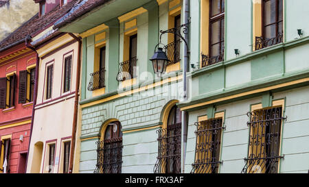 Colorful buildings in Sighisoara, Romania Stock Photo