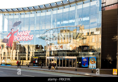 The curved glass frontage of Edinburgh's Festival Theatre. Stock Photo