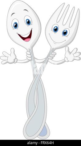 Spoon and fork cartoon Stock Vector